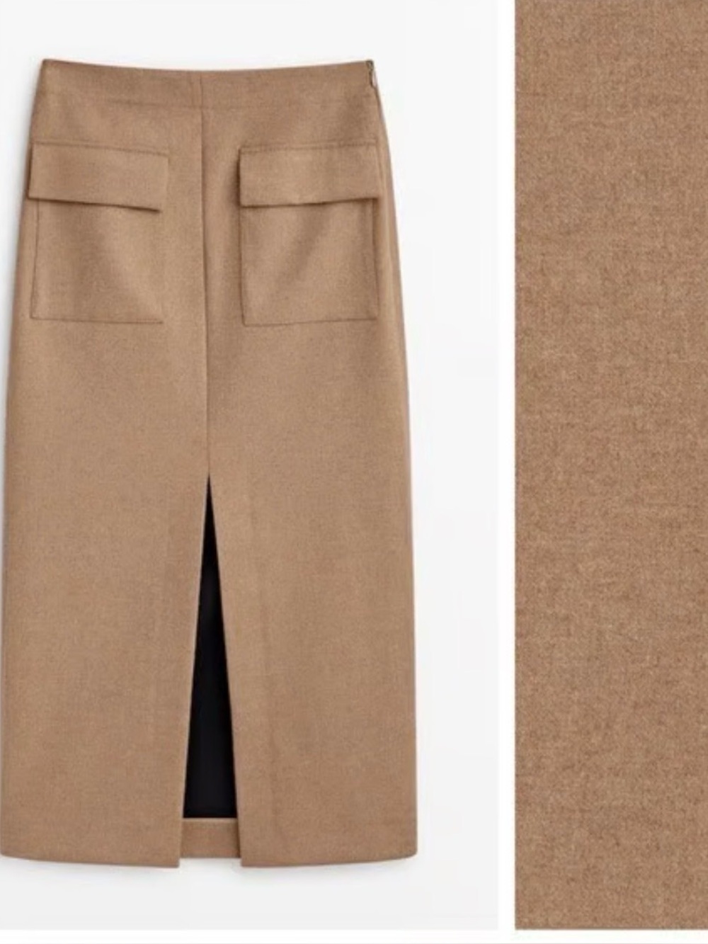 NWT MASSIMO DUTTI Wool Pockets Midi Skirt in Camel - Picture 1 of 7